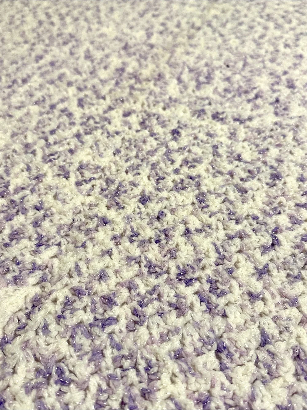Purple & White Handmade Crochet Baby Crib Blanket • 24” x 36”